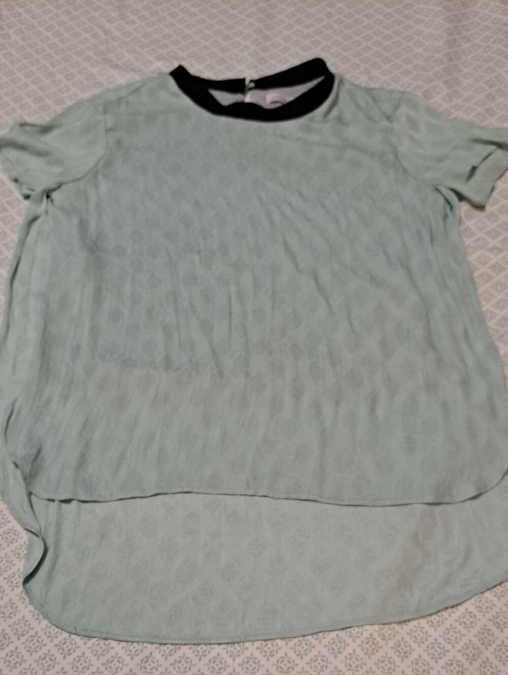 Rachel Roy Light Mint Short Sleeve Layered Blouse with Black Trim Sz S